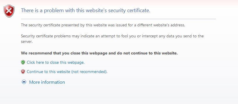 website's security certificate